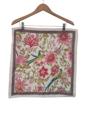 Vintage Style Boho Floral Bird Cloth Napkin Block Print Chintz Cotton Tea Towel